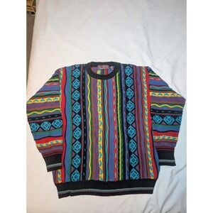 Vintage John Ashford Sweater XL– Colorful 3D Knit Coogi Cosby Style